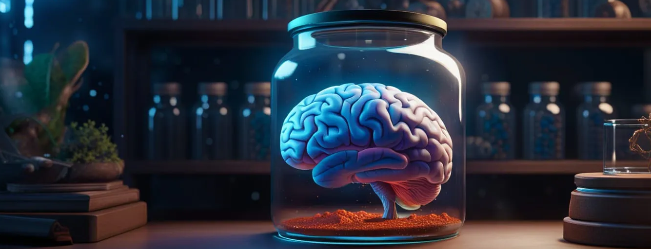 Gehirn in einem Labor-Glas