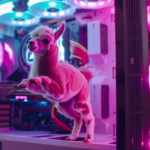 lama jumping around in a modern gaming pc case